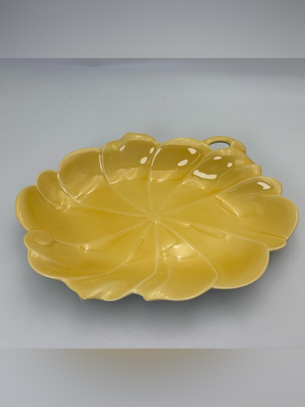 Vintage Howard Johnson California Art Pottery Yellow Scalloped Serving Platter